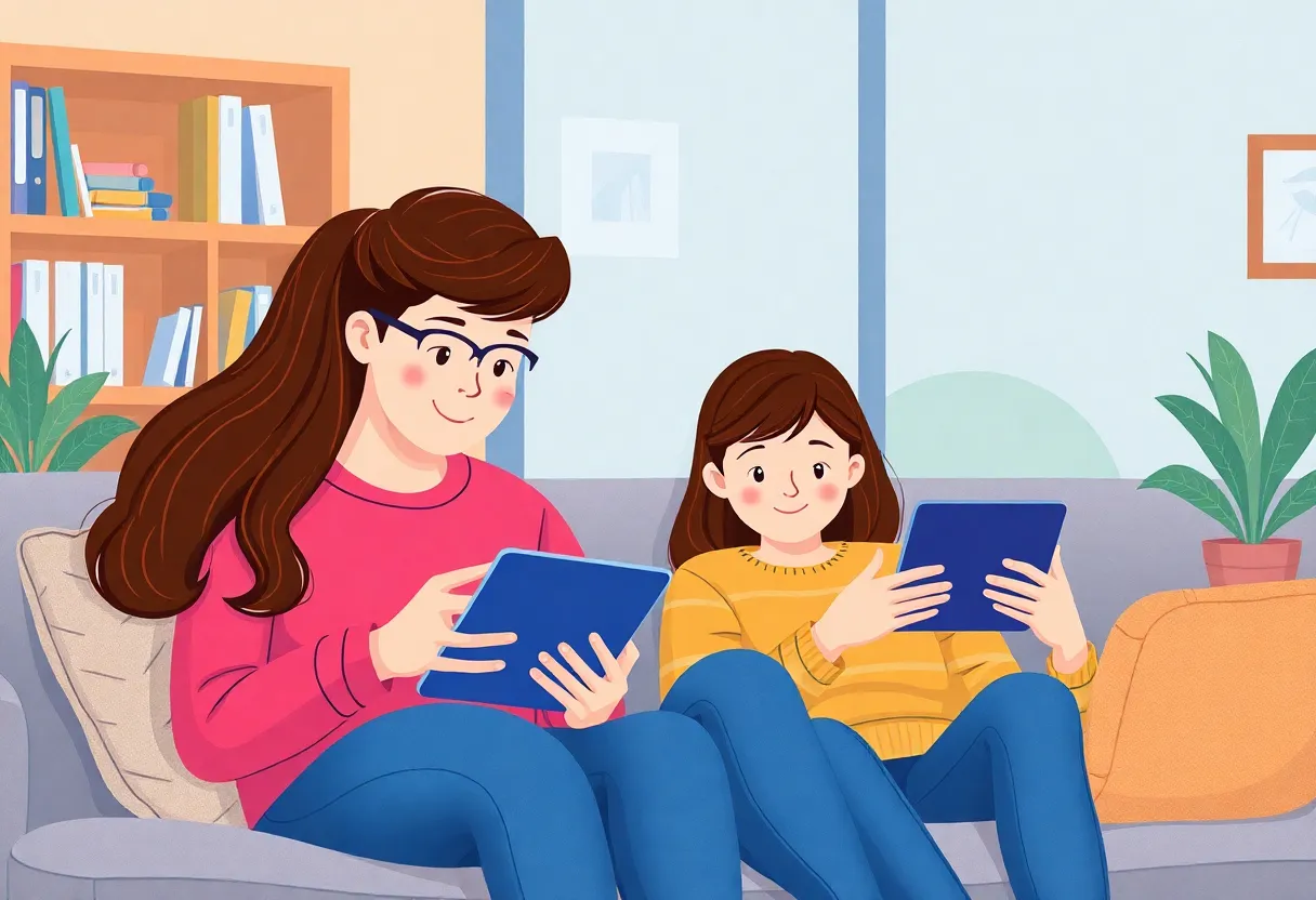 Students engaging with virtual mental health services