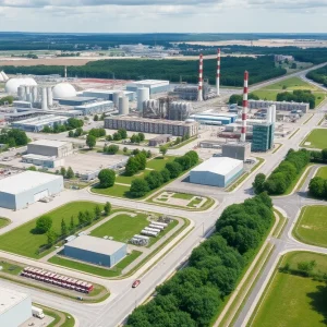 Industrial terminal complex in Savannah with green areas