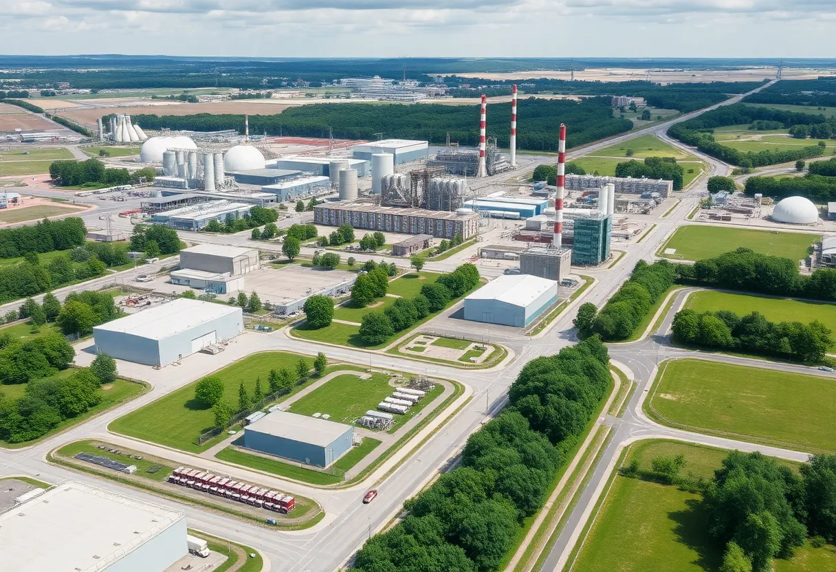 Industrial terminal complex in Savannah with green areas