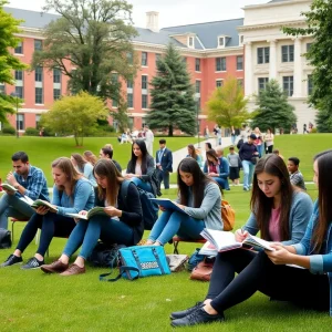 Students on a university campus discussing tuition changes