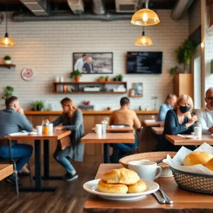 Customers enjoying breakfast at Vicious Biscuit in Savannah