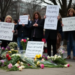 A rally for women's rights addressing miscarriage laws