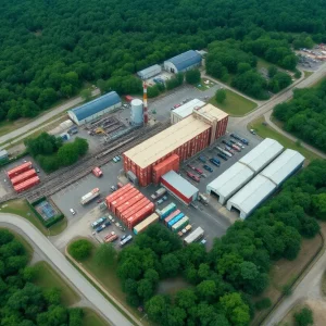 Aerial view of Cedar Springs containerboard mill