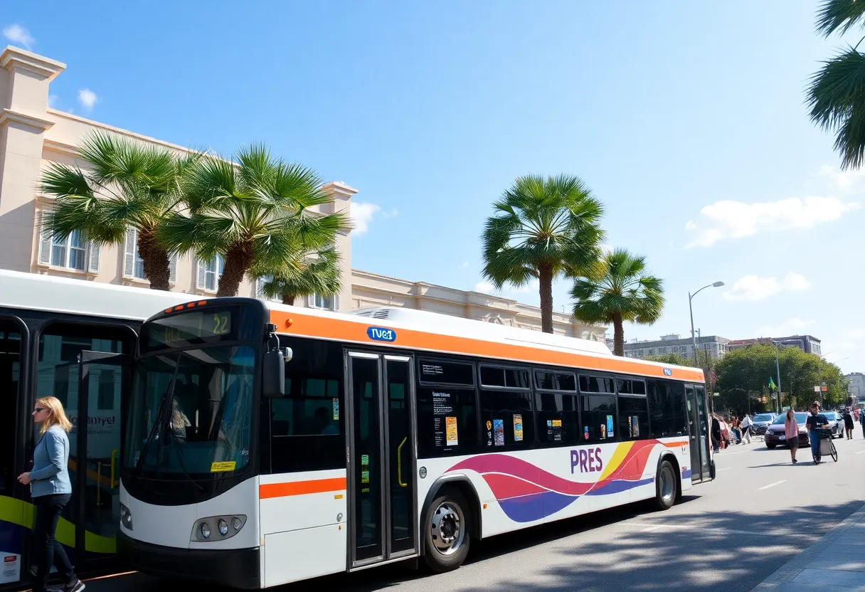 Chatham Area Transit bus with passengers in Savannah, GA