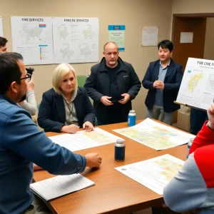 Community members discussing fire services and public safety