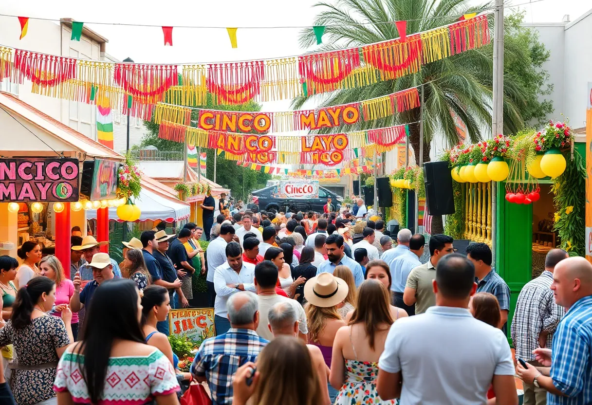 Crowd enjoying Cinco de Mayo celebrations in Savannah