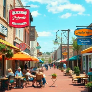 Vibrant street scene of new businesses in Cobb County