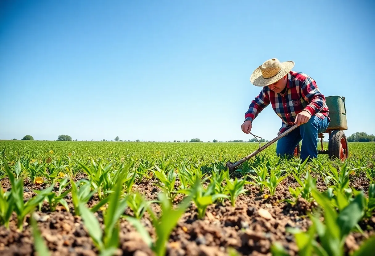 Farmer in a field showcasing agricultural practices