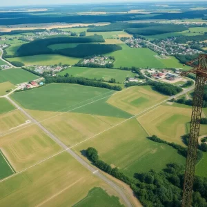 Rural Georgia landscape with newly installed fiber-optic cables
