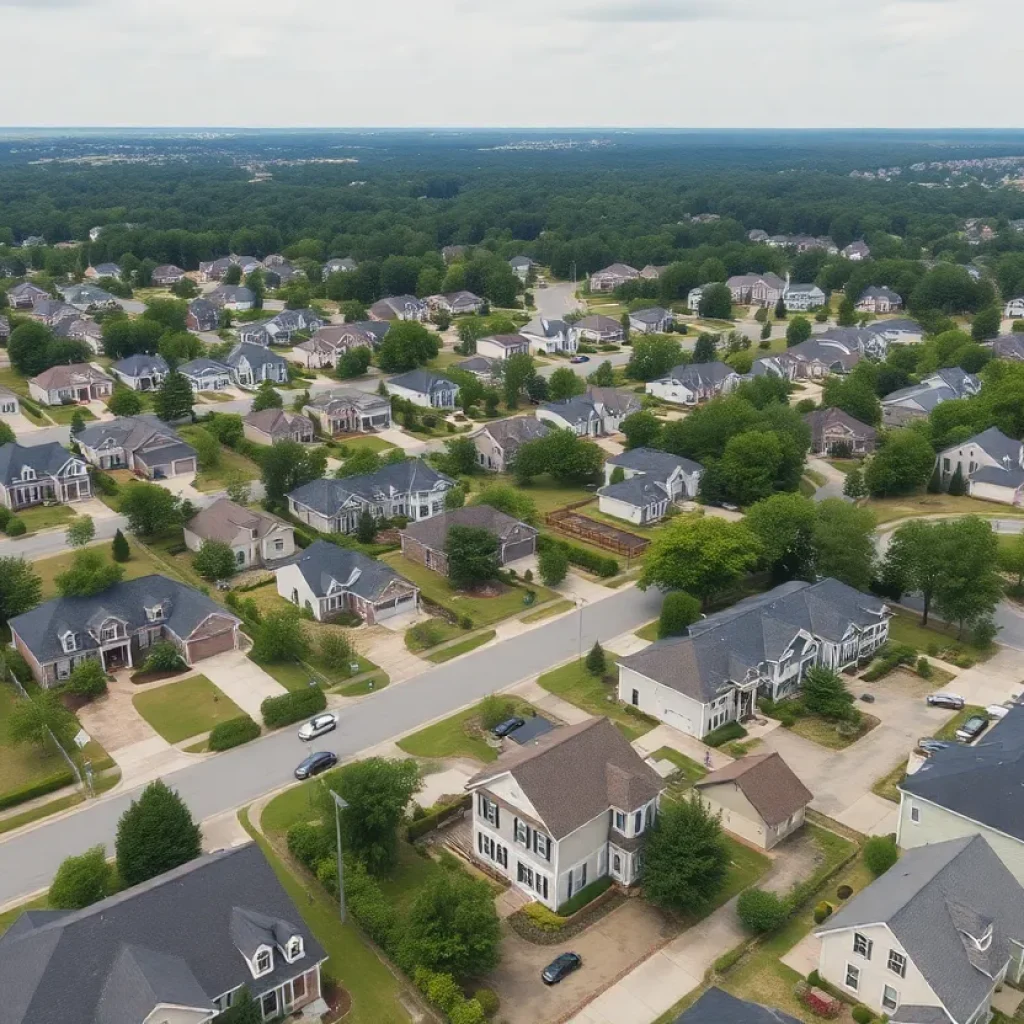 Aerial view of residential homes in Georgia neighborhoods