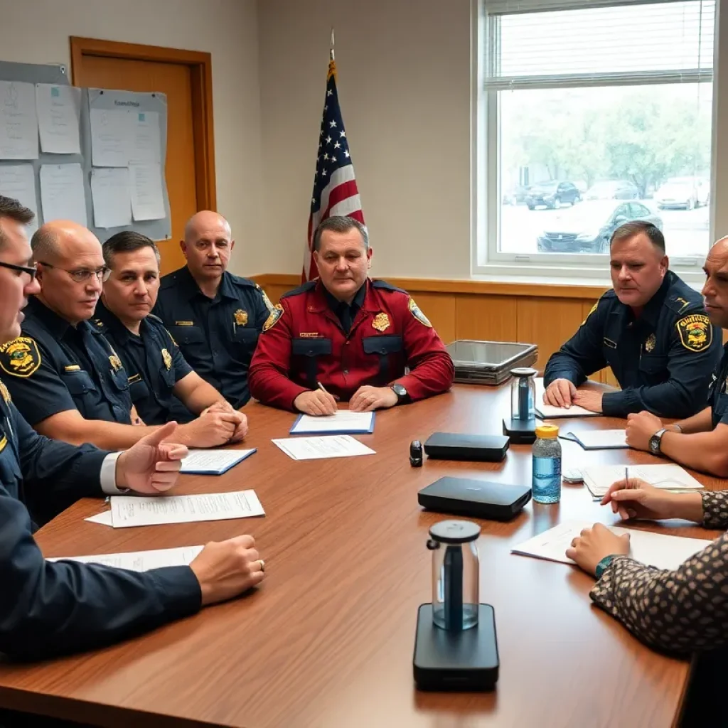 Meeting of law enforcement officials addressing human trafficking strategies