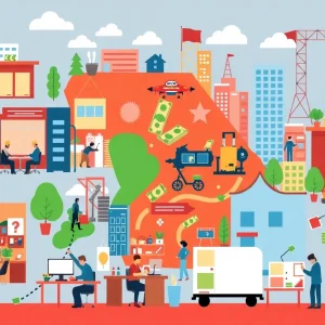 Overview of Georgia's job market with various industries depicted