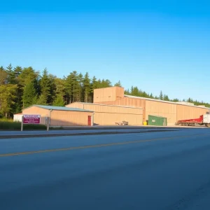 View of the closed Georgia-Pacific Plywood Mill surrounded by nature