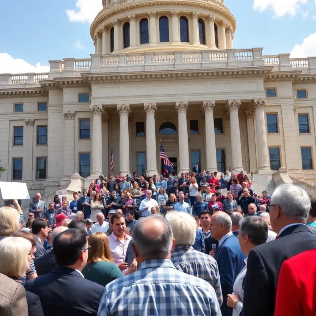 Crowd of political candidates outside the Georgia State Capitol