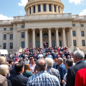Crowd of political candidates outside the Georgia State Capitol