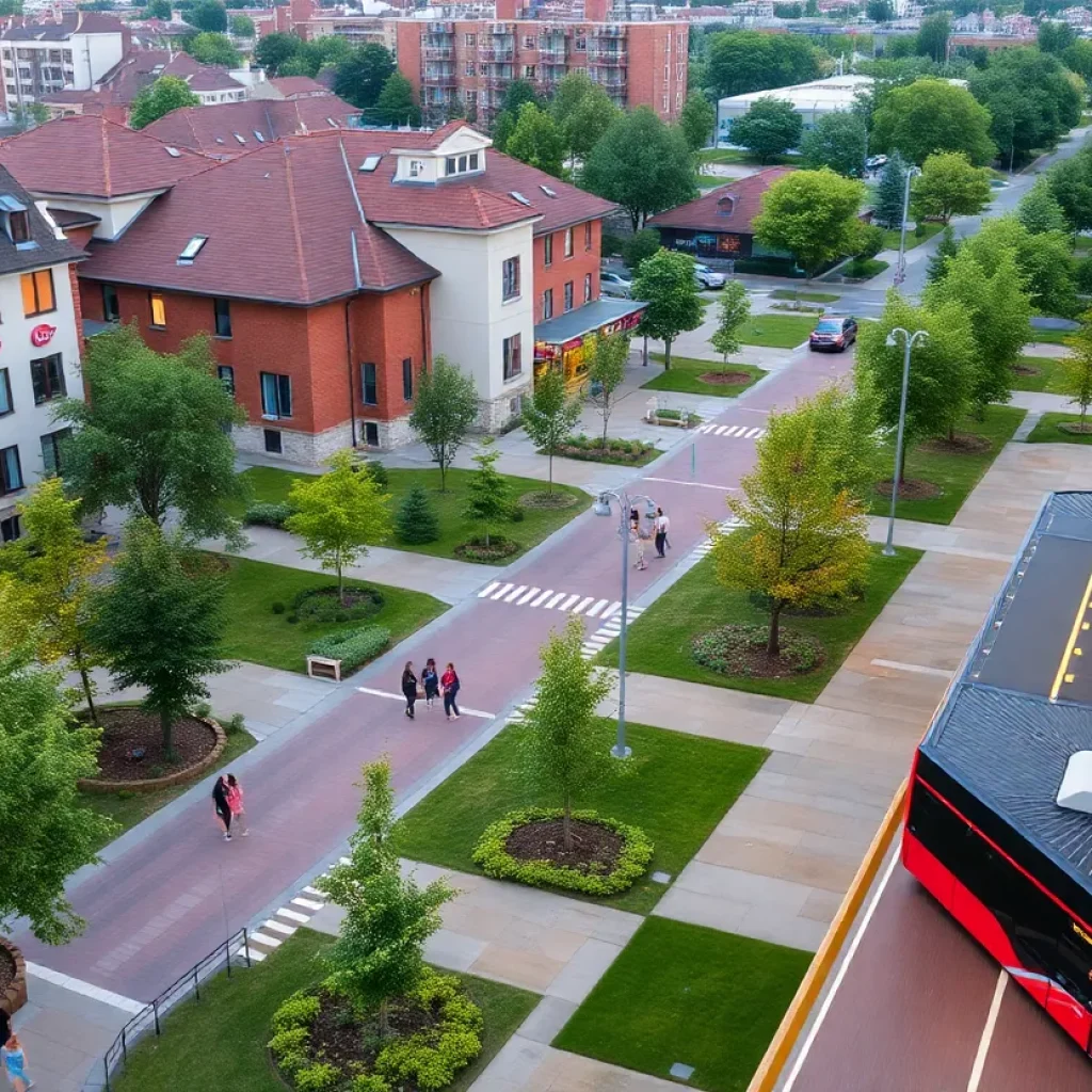 Conceptual design of the redeveloped Georgia Square Mall showing residential and commercial spaces.