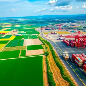 Agricultural fields and logistics hub in Georgia
