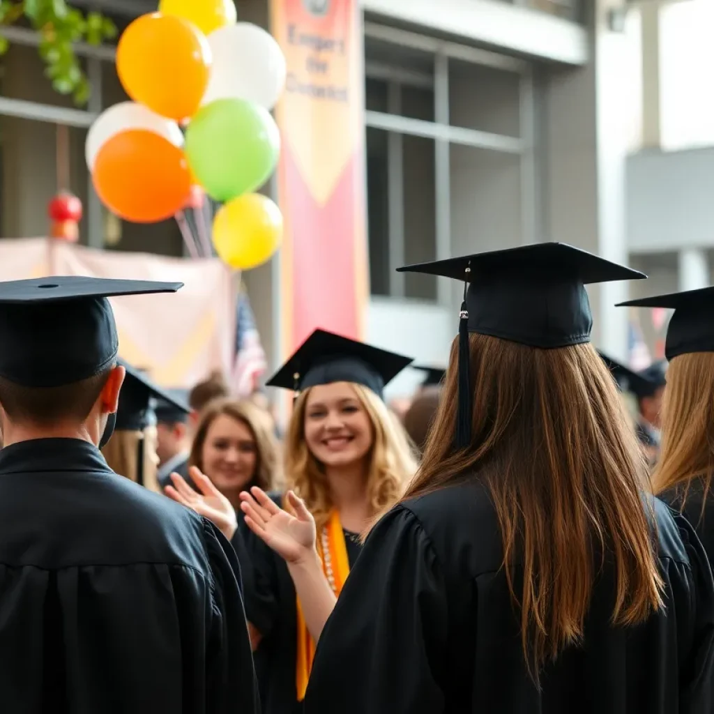 Celebration of graduates at a university commencement ceremony