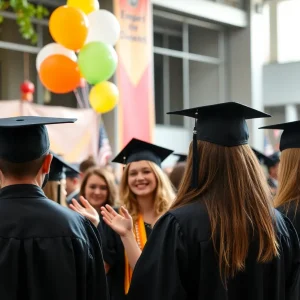 Celebration of graduates at a university commencement ceremony