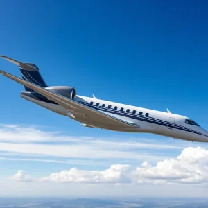 Gulfstream G700 aircraft flying in blue sky