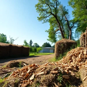 A human composting facility surrounded by nature
