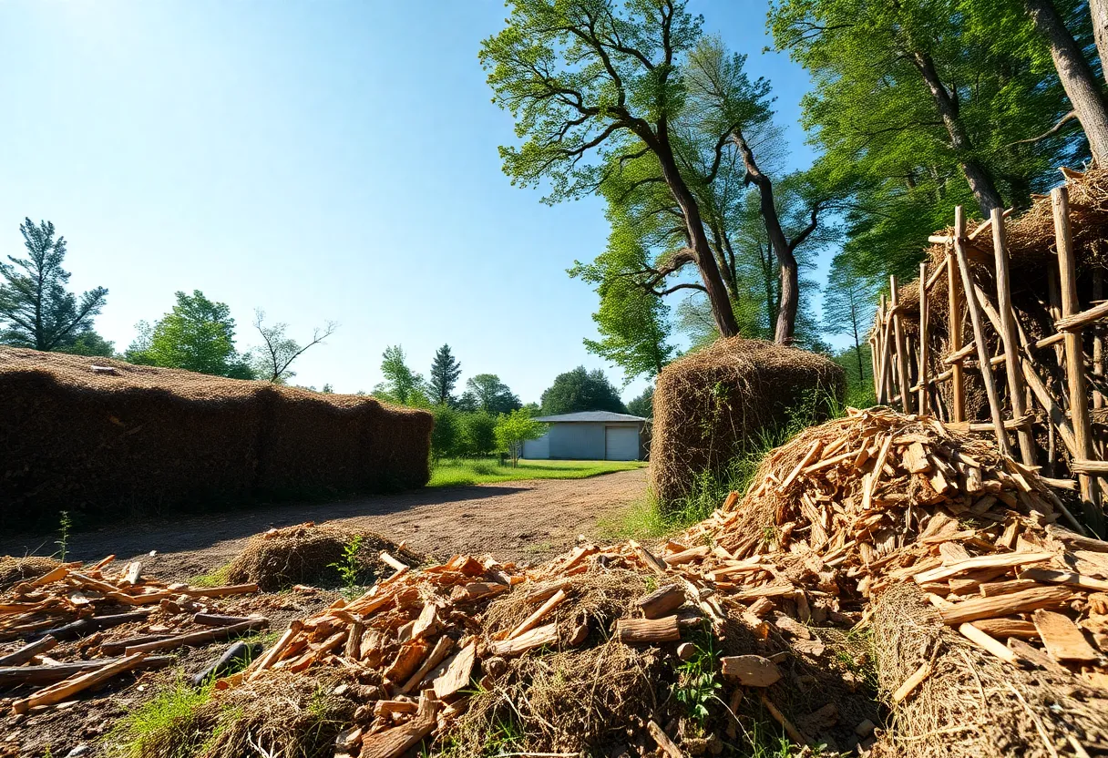 A human composting facility surrounded by nature