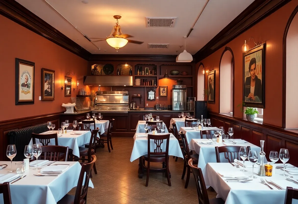 Elegant dining interior of Olympia Cafe in Savannah