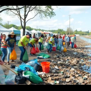 Community volunteers engaging in the May River Cleanup event