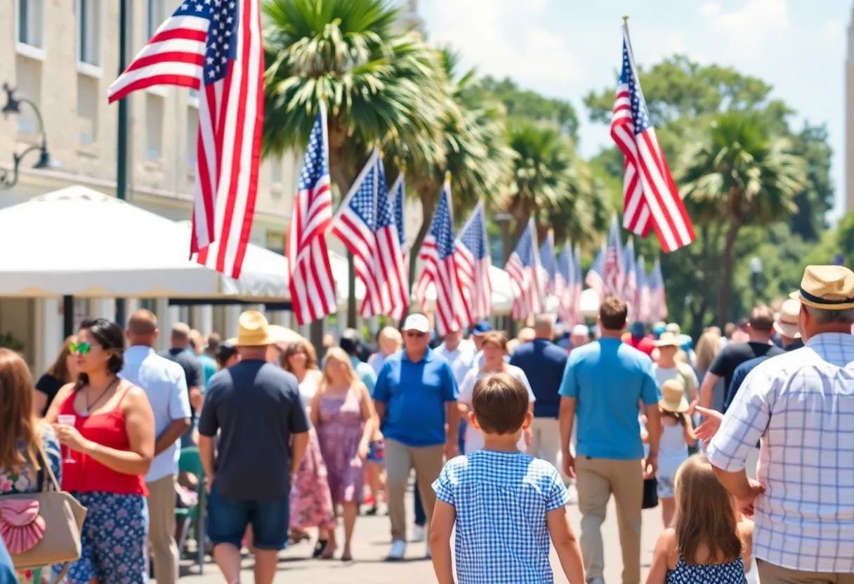 Scene showcasing Memorial Day celebrations in Savannah, Georgia
