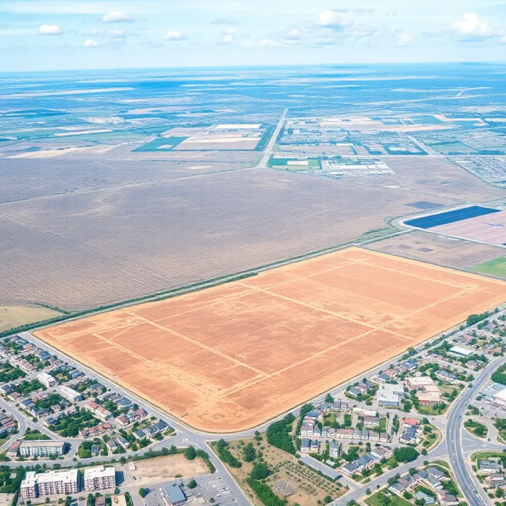 Aerial view of land in Port Wentworth awaiting development.