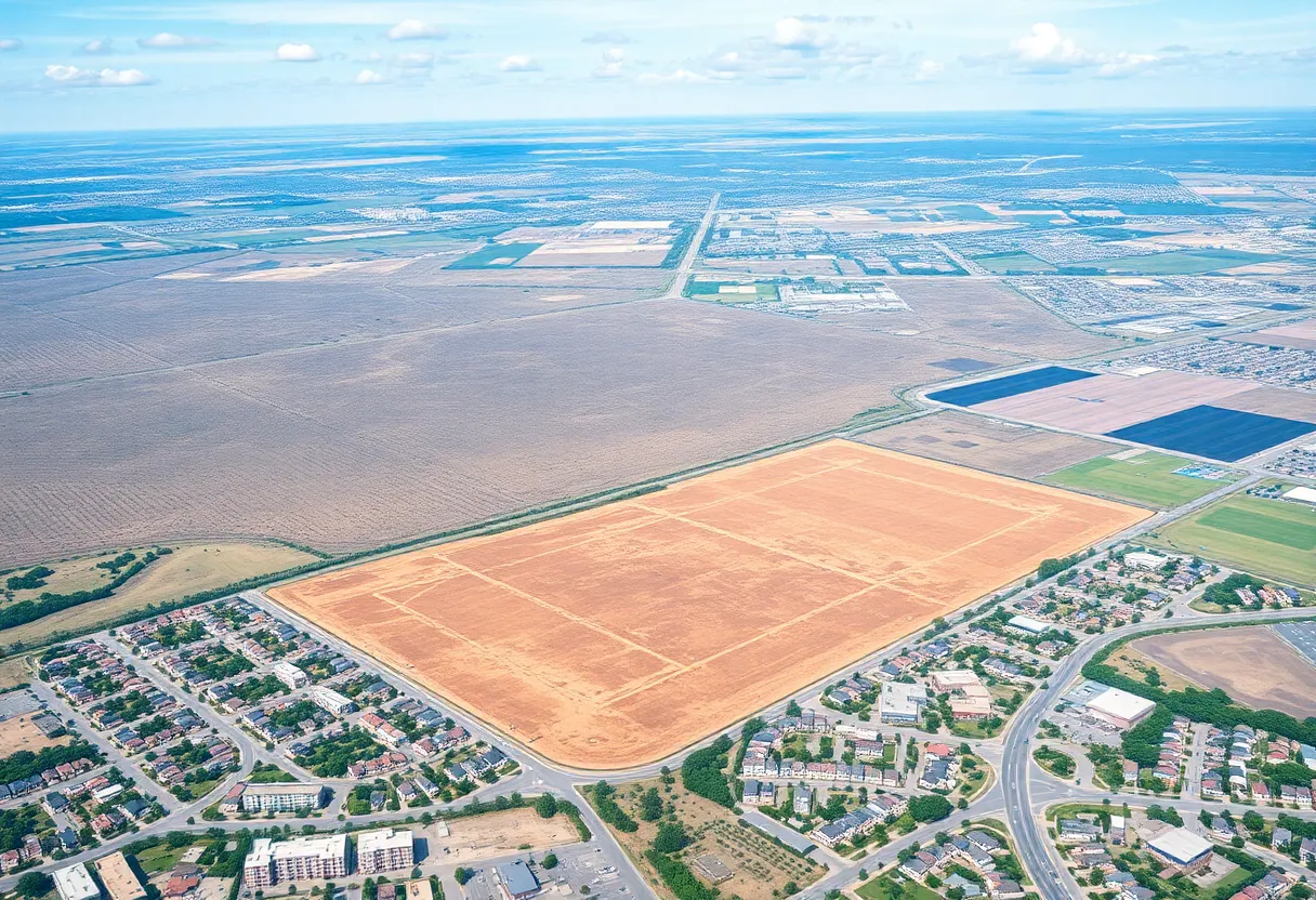 Aerial view of land in Port Wentworth awaiting development.