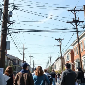 Community members protesting against high-voltage power lines in Howell Station