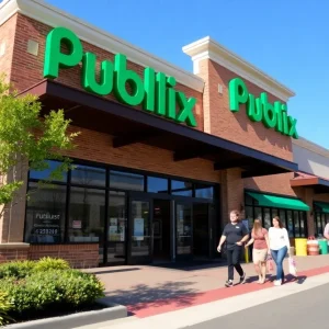 Exterior view of a new Publix Supermarket in Jasper, Georgia