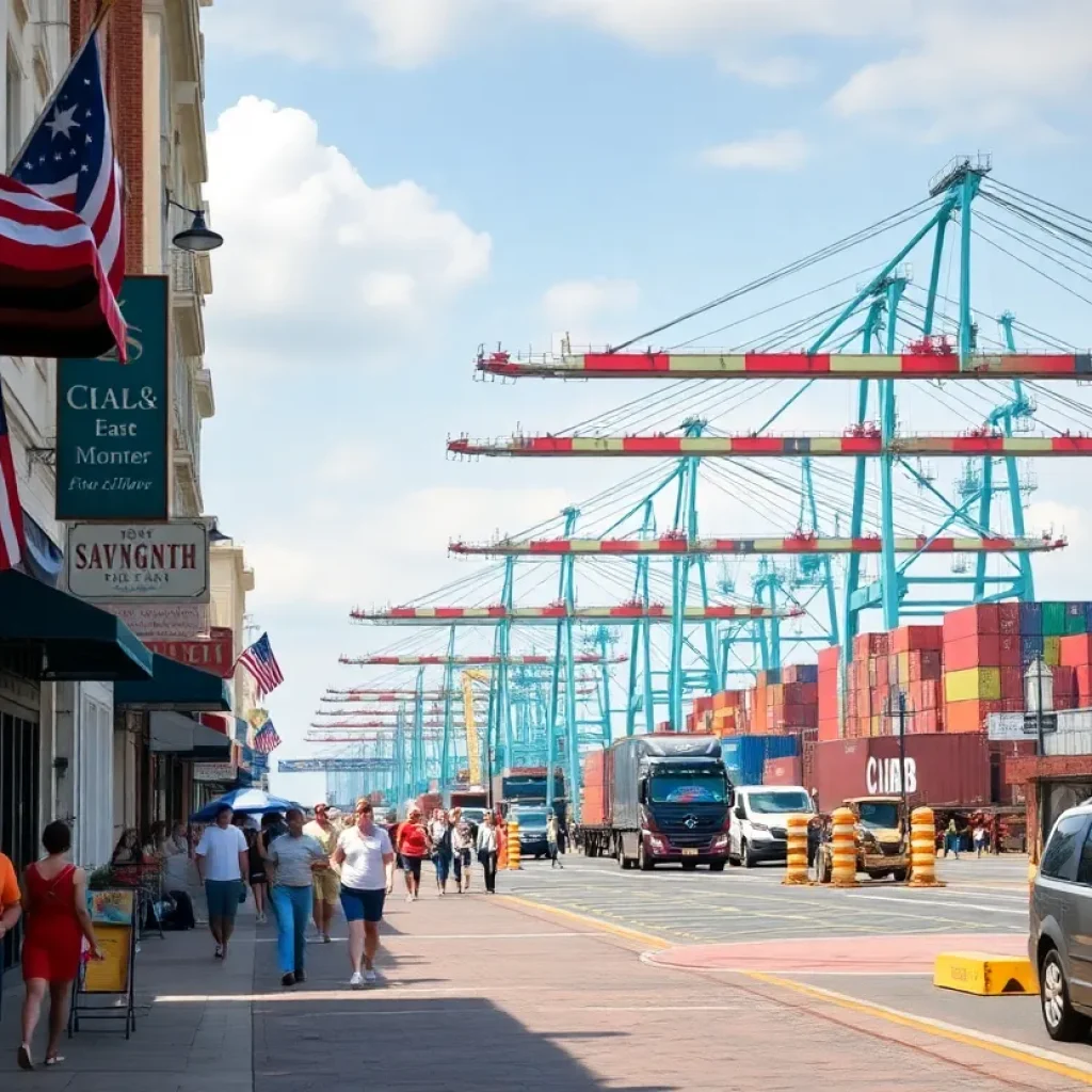Economic recovery in Savannah with tourists and busy logistics