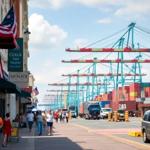 Economic recovery in Savannah with tourists and busy logistics