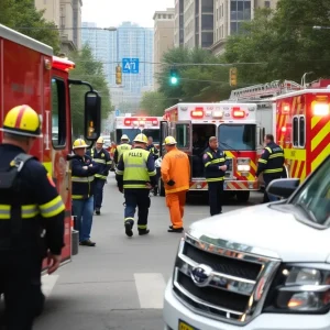 Emergency personnel participating in a full-scale exercise in Savannah