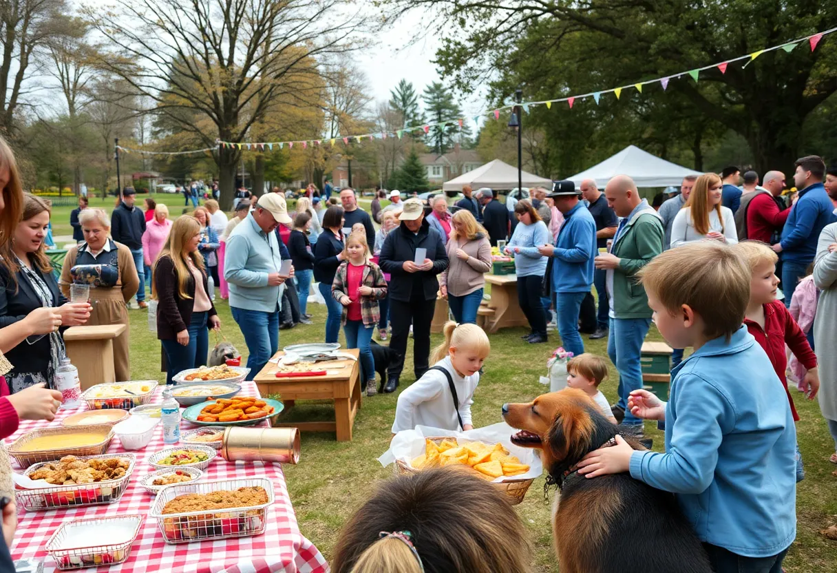 Families enjoying the Savannah Family Feast Fundraiser with food and activities.