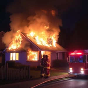 Firefighters responding to a house fire in Savannah