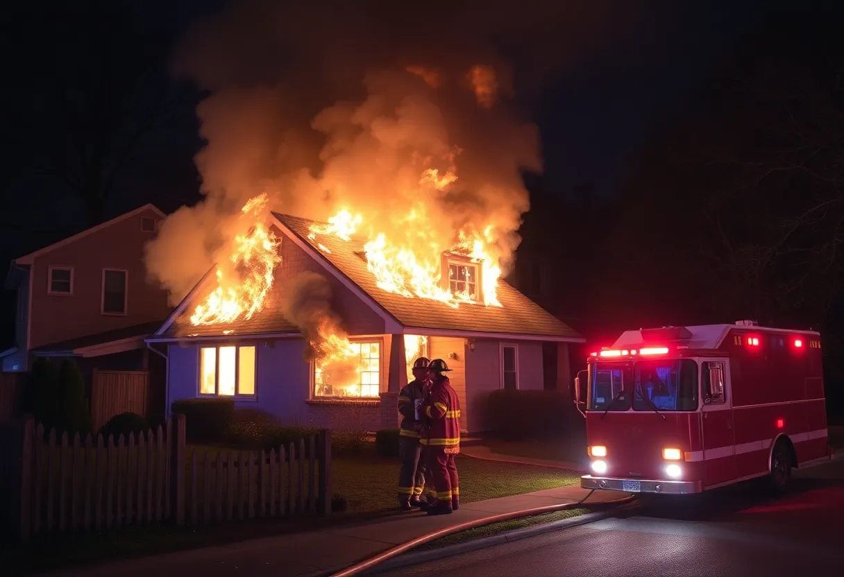 Firefighters responding to a house fire in Savannah
