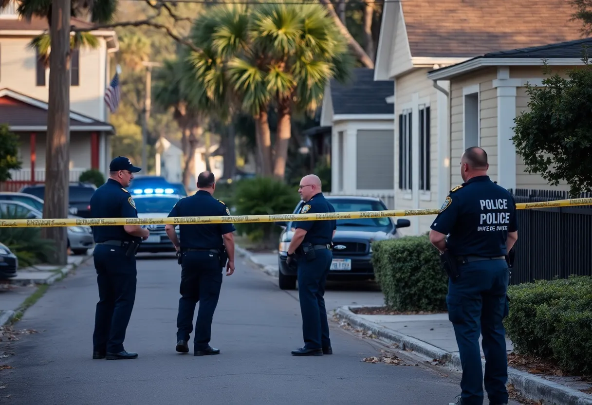 Police investigation scene in Savannah neighborhood