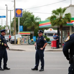 Police officers at the scene of attempted robbery in Savannah