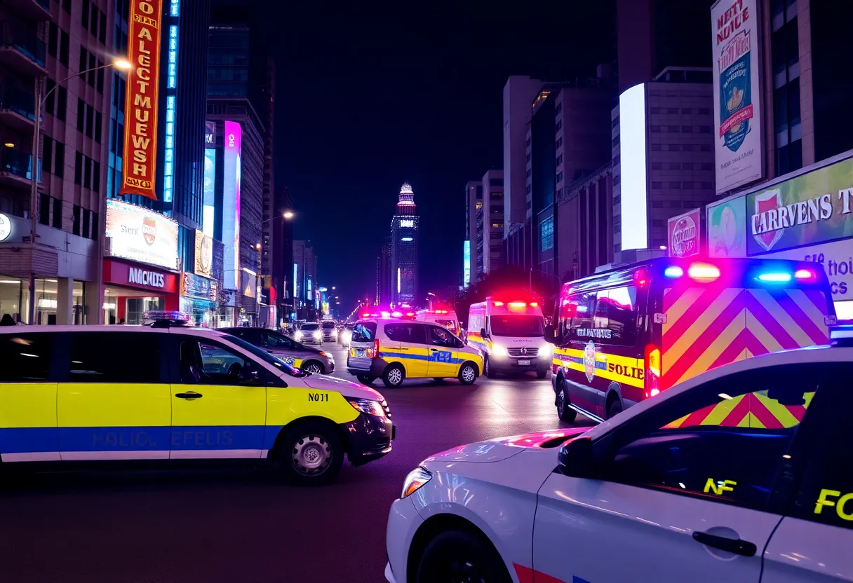 Emergency responders at a shooting scene in downtown Savannah