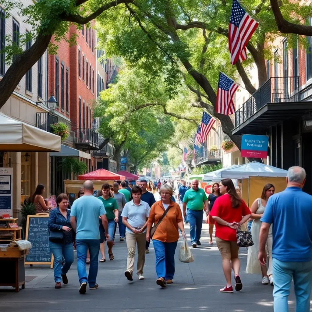 People enjoying Small Business Week in Savannah with local shops and events