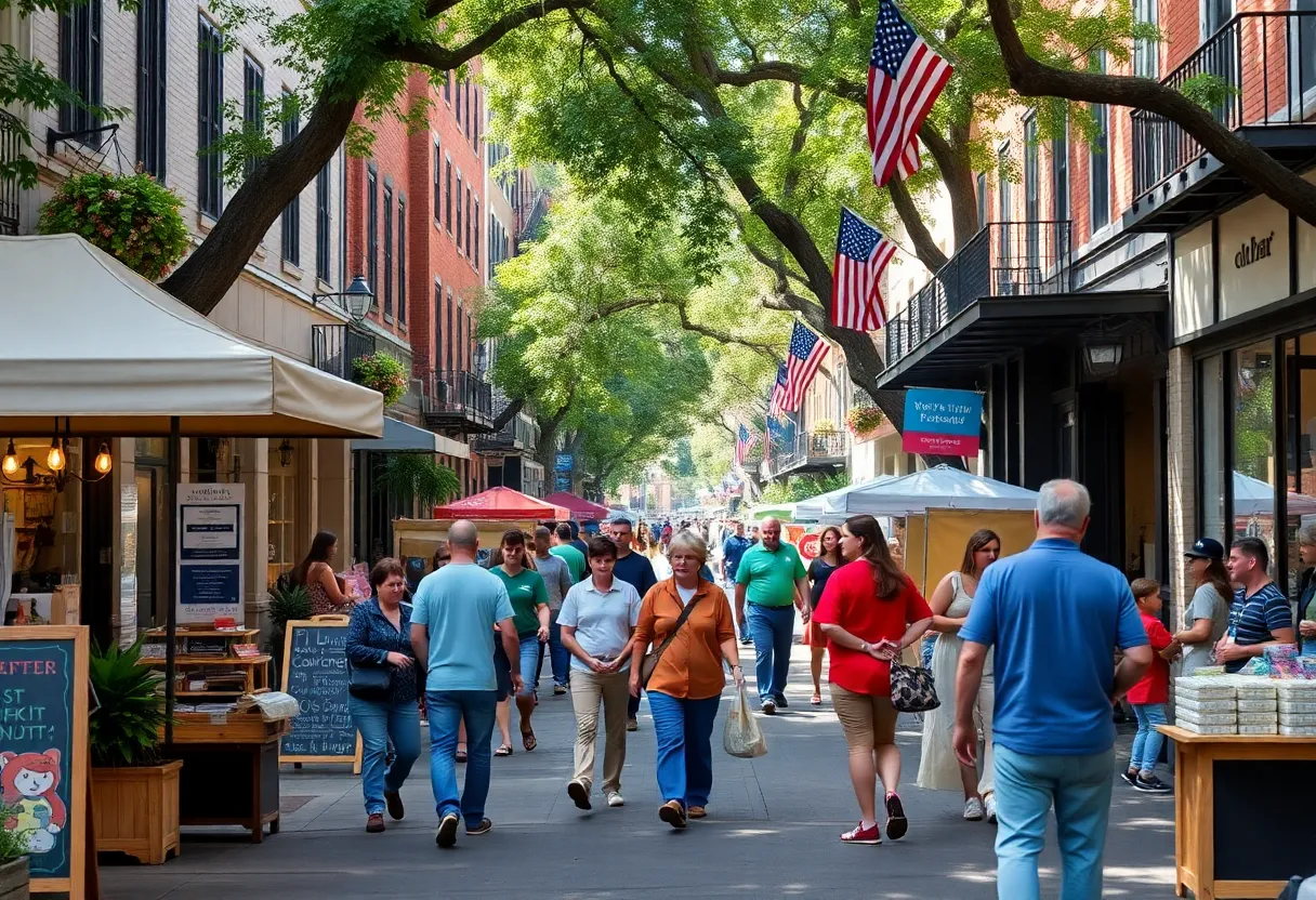 People enjoying Small Business Week in Savannah with local shops and events