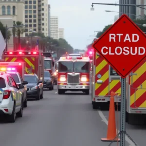 Police vehicles managing traffic disruptions in Savannah