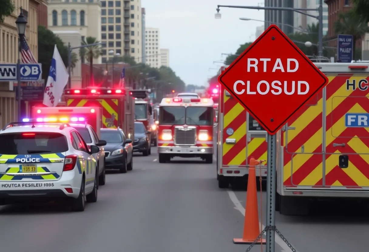 Police vehicles managing traffic disruptions in Savannah