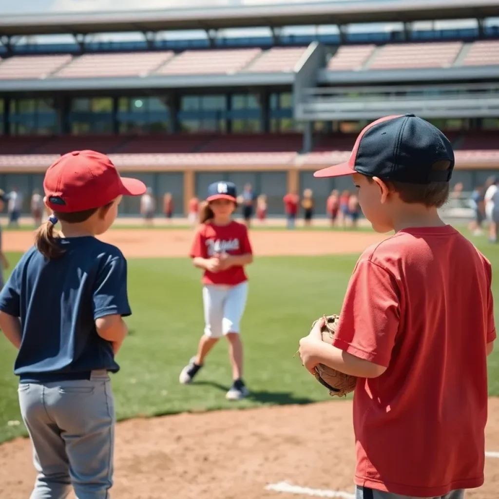 Children participating in a baseball event in Savannah