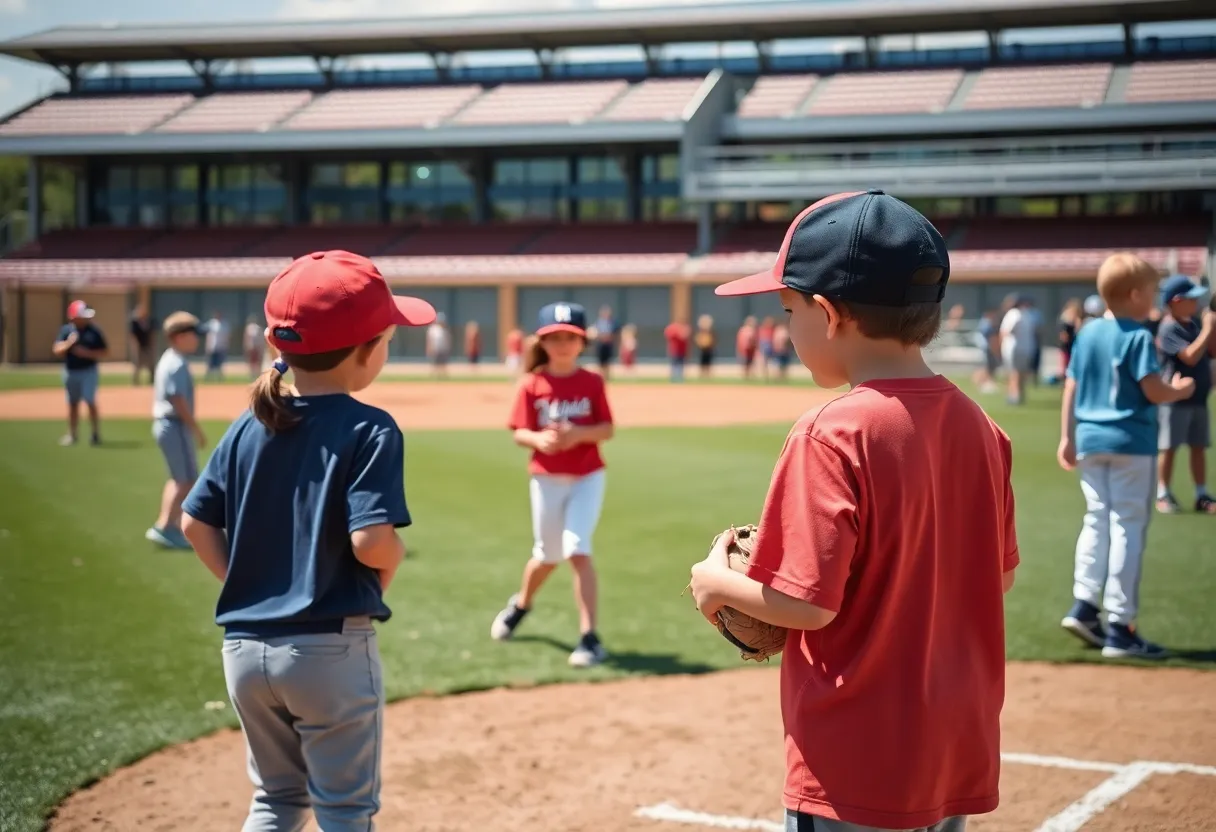 Children participating in a baseball event in Savannah