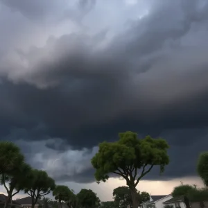 Dark storm clouds and strong winds in Savannah Metro Area