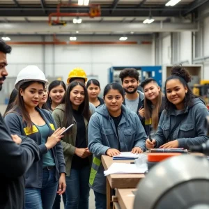 Students engaged in hands-on training for construction and manufacturing